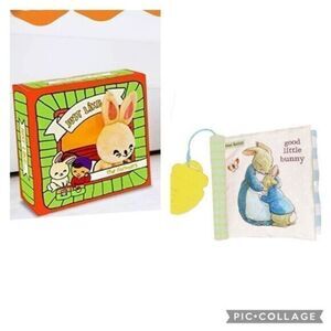 TWO Baby Books. Peter Rabbit Soft Book with Teething Ring - Box Cloth Farmers